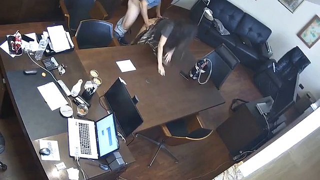 Russian boss fucks secretary in the office on hidden cam