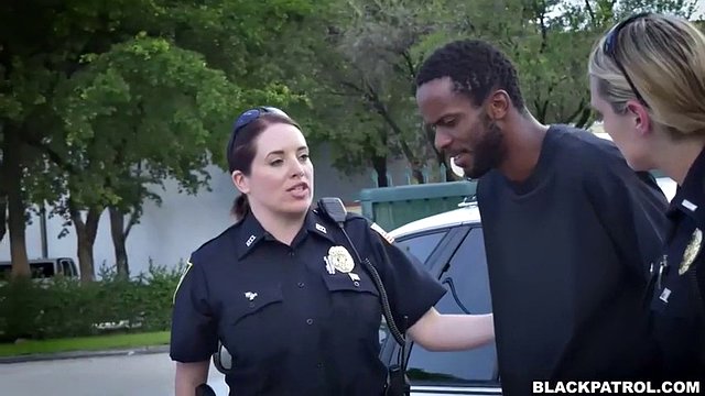 two thick police chicks fuck a black fella who fucked neighbor's wife