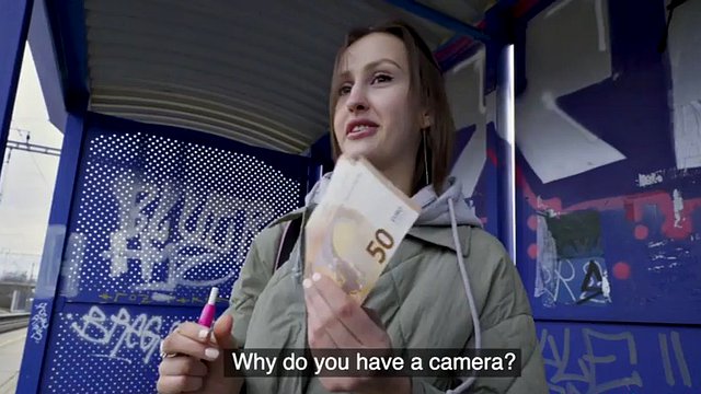 FAKEHUB - Girl in leather POV fucked for money after flashing outdoors