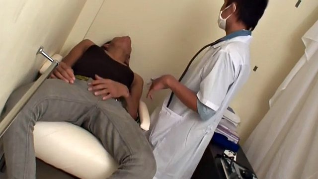 Twink Asian pissing and getting nailed by doctor after exam
