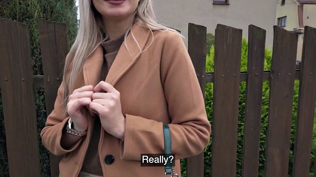 Public Agent Cute blonde flashes her perky titties for cash and fucks huge cock in a basemant