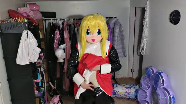 PVC Cosplay Kigurumi Breathplay in a Homemade Hood Long Version