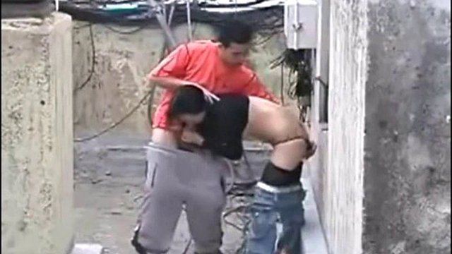 Spying on my girlfriend fucking with her best friend on the terrace