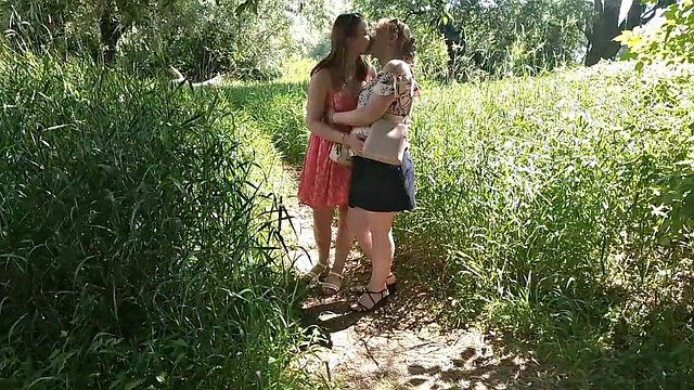 Mature Milf And Elegant Woman Strip Red Panties For Side Of Road Peeing In Public Outdoors, Kiss