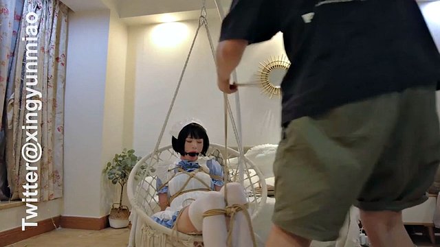 The white silk maid s paw with PP upturned from the hanging basket