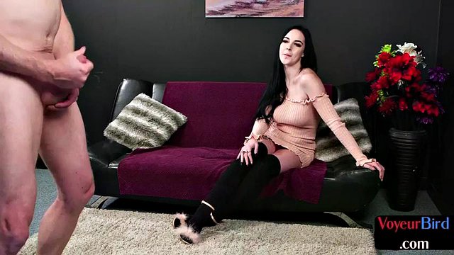Amateur voyeur watching guy jerking