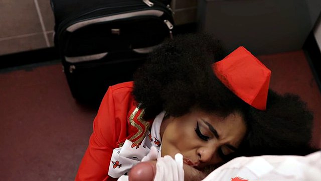 stewardess luna corazon sucking cock in the toilet