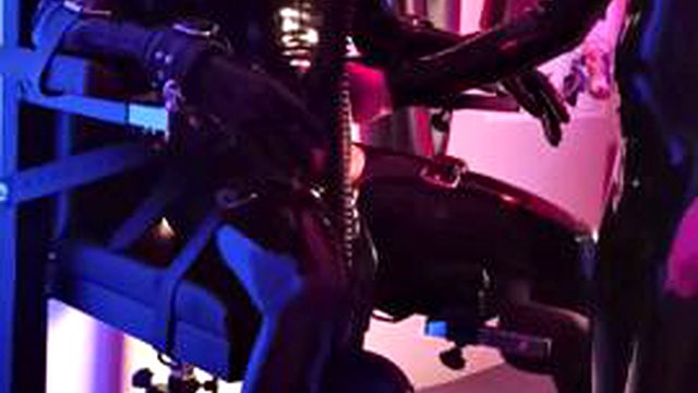 Edging, cum control, electro for the tied rubber man