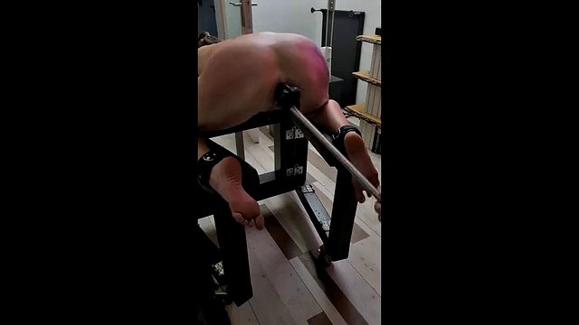 Teen slave fixed on punishment buck beaten and both holes penetrated afterwards fucked on the fuck swing until she can't anymore