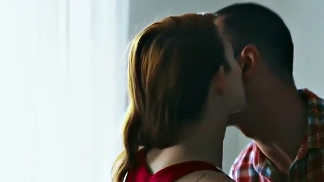Redhead bisexual slut pegging guy in threesome after deepthroat