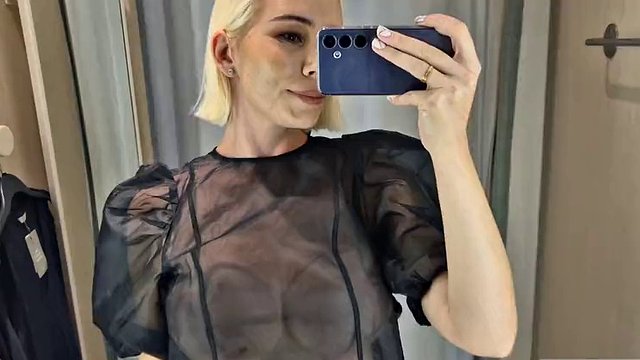 Try on Haul's see-through clothes, completely transparent. At the mall. See me in the fitting room