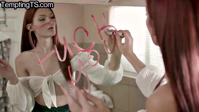 Stunning redhead Trans buttfucking BF