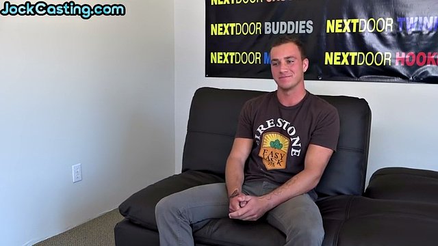 Sexy amateur jock with tattooed cock at casting