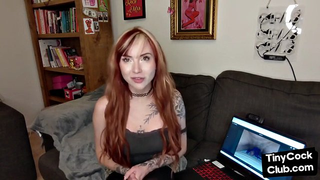 SPH tattooed babe solo talks dirty and humiliates small cocks