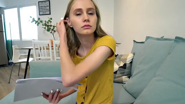 Skinny teen sucks and rides dick for debt