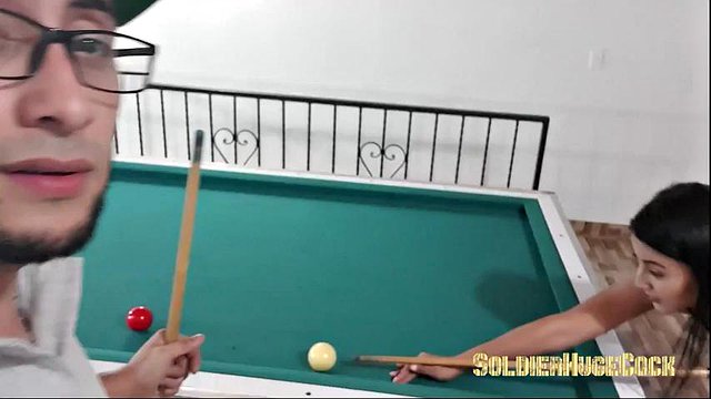 Playing billiards with my friend Mariana Martix I end up fucking her tight pussy