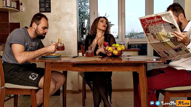 Stepmom sucks my dick under the table while dad reads the newspaper
