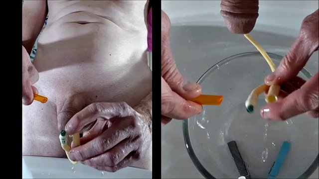 catheter insertion, masturbate and cum