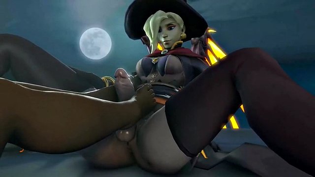 Pharah Giving Futa Mercy A Foot Job (Version 2) -Arhoangel